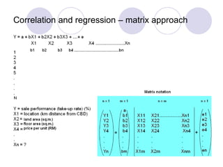 Correlation and regression – matrix approach 