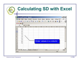 Calculating SD with Excel Enter values in a column  