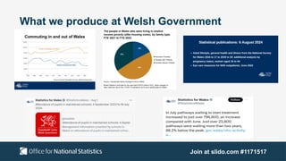 What we produce at Welsh Government
Join at slido.com #1171517
 