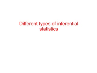 Different types of inferential
statistics
 