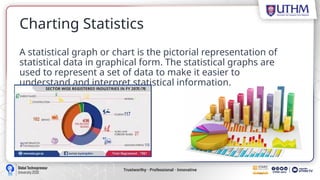 Charting Statistics
A statistical graph or chart is the pictorial representation of
statistical data in graphical form. The statistical graphs are
used to represent a set of data to make it easier to
understand and interpret statistical information.
 