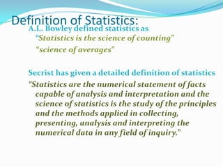 When to apply Statistics?