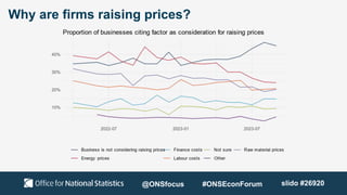 Why are firms raising prices?
@ONSfocus #ONSEconForum slido #26920
 