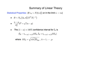 Summary of Linear Theory
Statistical Properties:
 